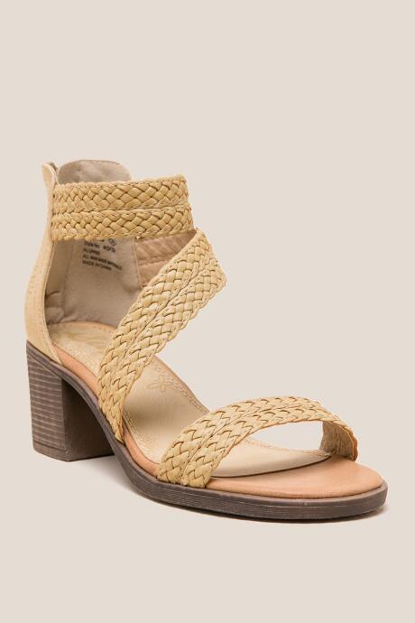 Sugar Haidee Braided Band Ankle Strap Heel - Natural