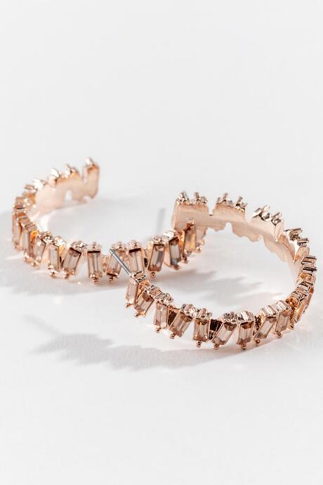 Francesca's Juliette Baguette Hoops - Rose/gold