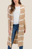 Francesca Inchess Tatum Striped Duster Cardigan - Sand