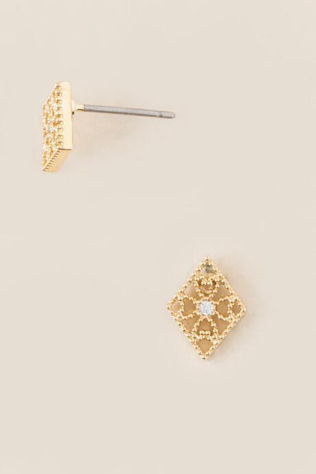 Francesca's Luca Cubic Zirconia Diamond Stud Earring - Gold