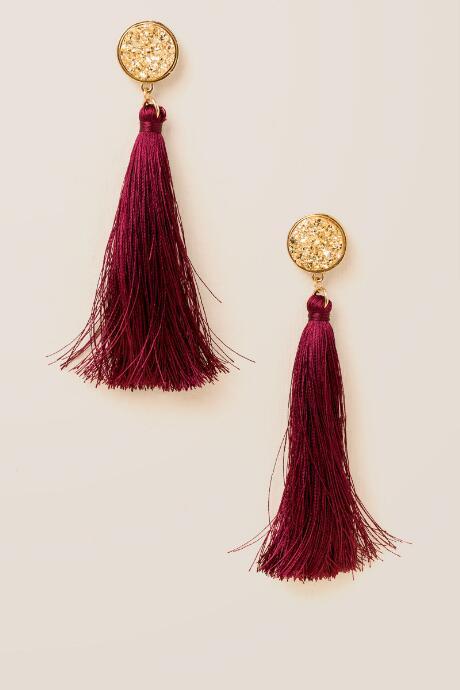 Francesca Inchess Madelyn Druzy Tassel Earrings In Wine - Burgundy