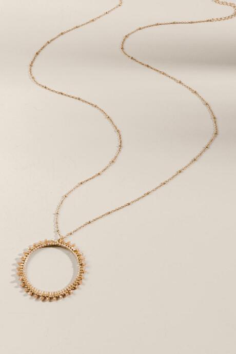 Francesca's Lola Beaded Open Circle Pendant - Beige