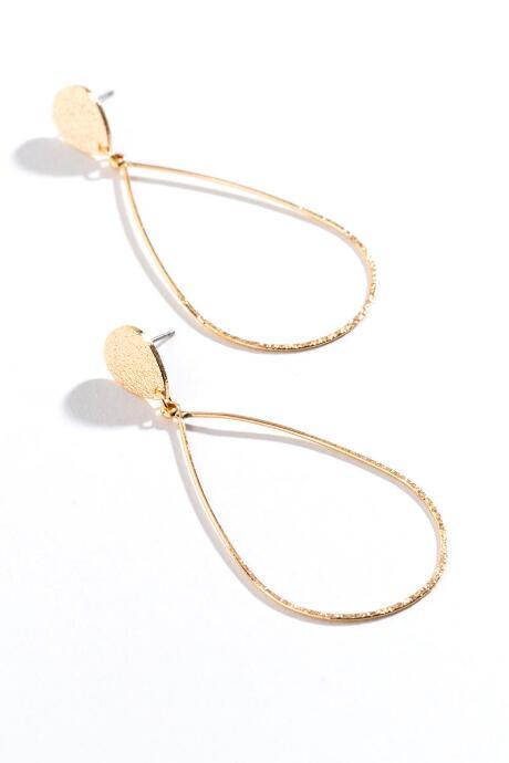 Francesca's Samantha Textured Teardrop Earrings - Gold