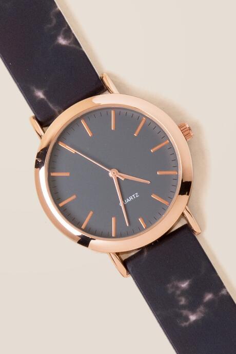 Francesca's Logan Marble Watch - Black