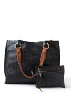 Francesca's Gail Perforated Suede Tote - Black