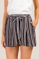 Francesca Inchess Dally Striped Soft Shorts - Black/white