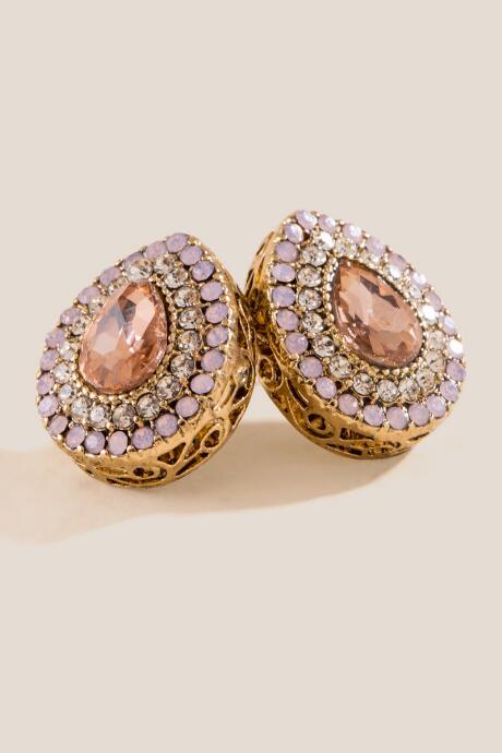Francesca's Adrielle Crystal Teardrop Studs - Crisp Champagne