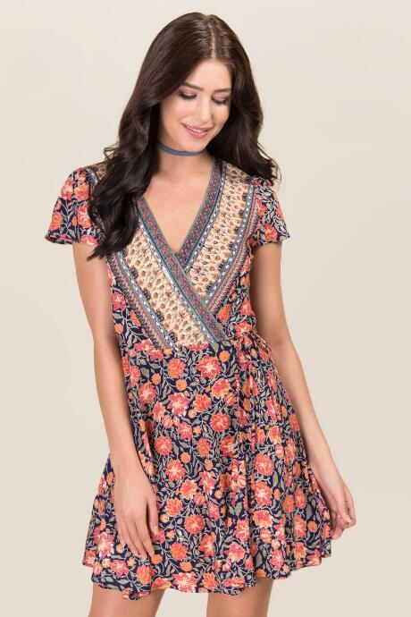 Blue Rain Miranda Wrap Dress - Navy