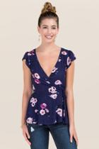 Mark Edwards Apparel Lydia Functional Wrap Floral Blouse - Navy
