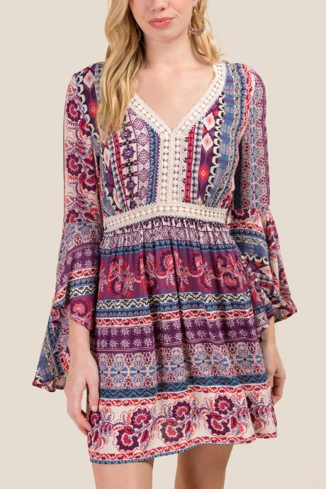 Francesca Inchess Kori Bell Sleeve Dress - Ivory