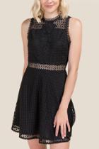 Francesca Inchess Carry Crochet Dress - Black