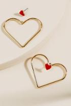 Francesca's Jenny Heart Drop Earrings - Red