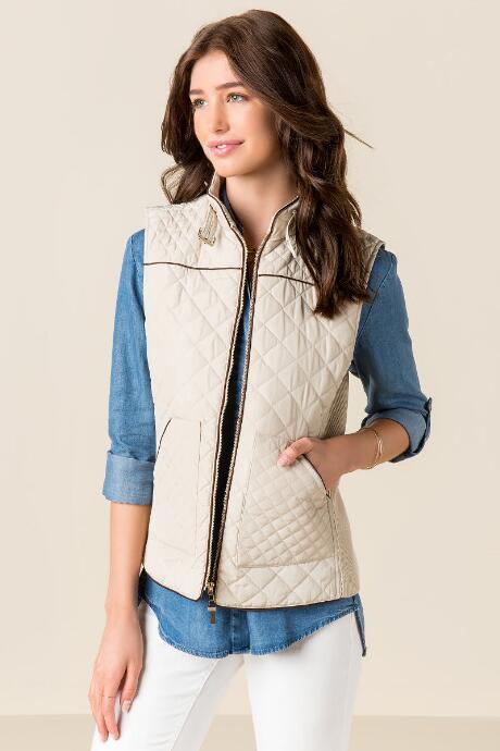 Quinn Denver Quilted Puffer Vest - Ivory