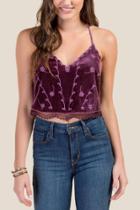 Francesca's Ayla Velvet Embroidered Tank Top - Purple