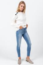 Francesca's Caelian Button Shoulder Sweater - Ivory