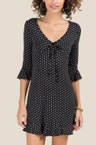 Francesca Inchess Dani Polkadot Ruffle Skater Knit Dress - Black