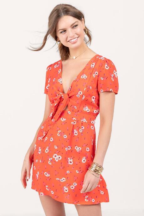 Francesca's Carmen Floral Romper - Bright Red