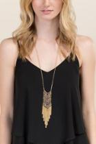 Francesca's Angela Beaded Fringe Necklace - Crisp Champagne