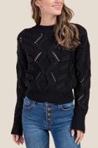 Francesca's Kaylie Whipstitch Sweater - Black