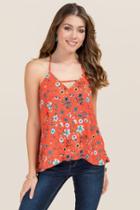 Blue Rain Evaline Bar Back Floral Tank - Red