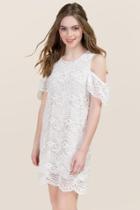 Francesca's Carley Flutter Lace Shift Dress - White
