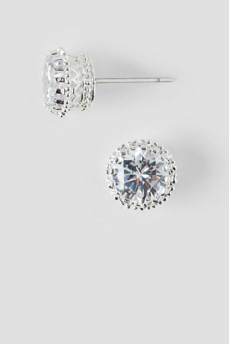 Francesca's Beatrice Cubic Zirconia Stud Earrings In Silver - Crystal