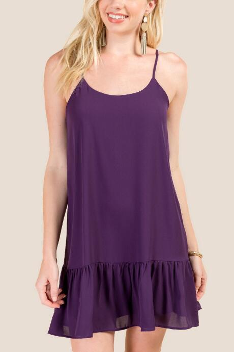 Francesca's Alexandra Ruffle Hem Shift Dress - Purple