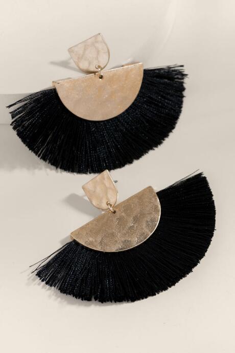 Francesca's Maggie Tassel Drop Earrings - Black