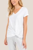 Francesca's Aubrey Twist Front Basic Top - White