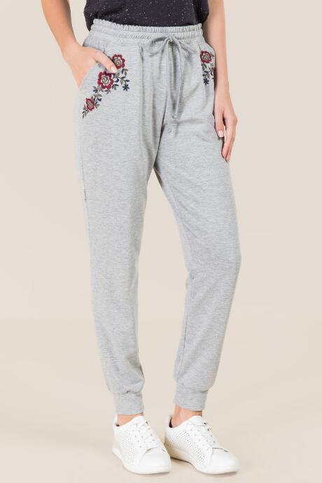 Rolla Coster Alecia Multi Pocket Embroidered Jogger - Gray