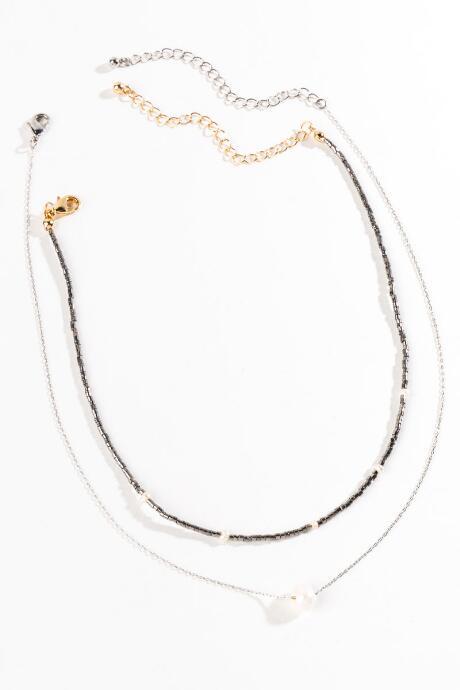 Francesca's Kailyn Freshwater Pearl Layered Necklace - Hematite
