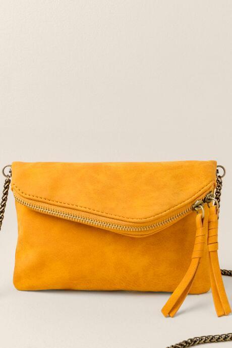 Francesca's Teagan Mini Angled Crossbody - Mustard