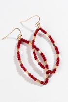 Francesca's Carly Beaded Teardrop Earrings - Burgundy