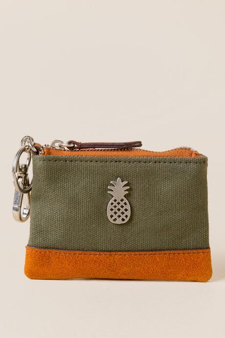 Francesca's Sandi Pineapple Canvas Wallet - Olive