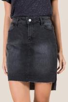 Francesca's Carolyn Release Step Hem Denim Skirt - Black