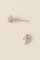 Francesca's Lena Cubic Zirconia Leaf Stud Earring - Crystal