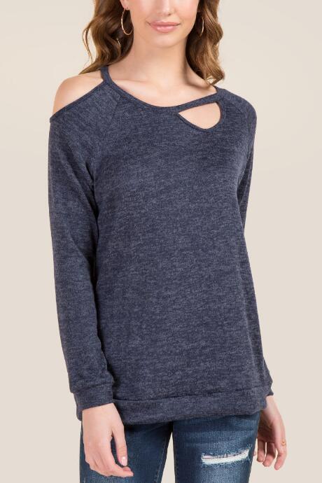 Francesa's Theodora Clavicle Cut Out Sweatshirt - Navy