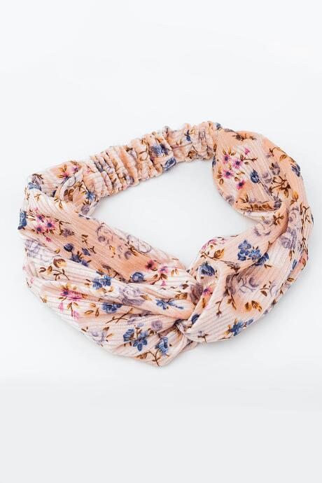 Francesca's Mina Velvet Floral Headwrap - Blush