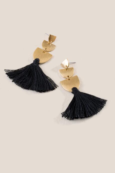 Francesca's Becky Crescent Drop Tassel Earrings - Black