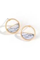 Francesca's Kaydence Half Granite Circle Studs - Black/white