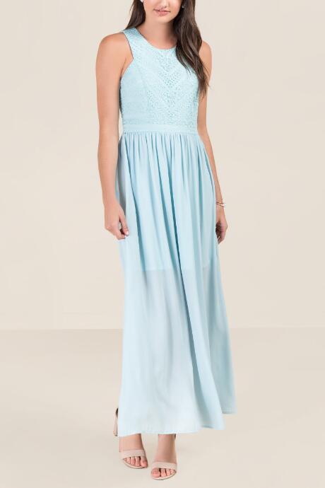 Francesca Inchess Elsie Lace Combo Bridesmaid Dress - Light Blue
