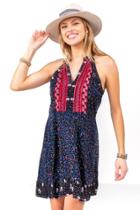 Francesca's Faegan Printed Shift Dress - Navy