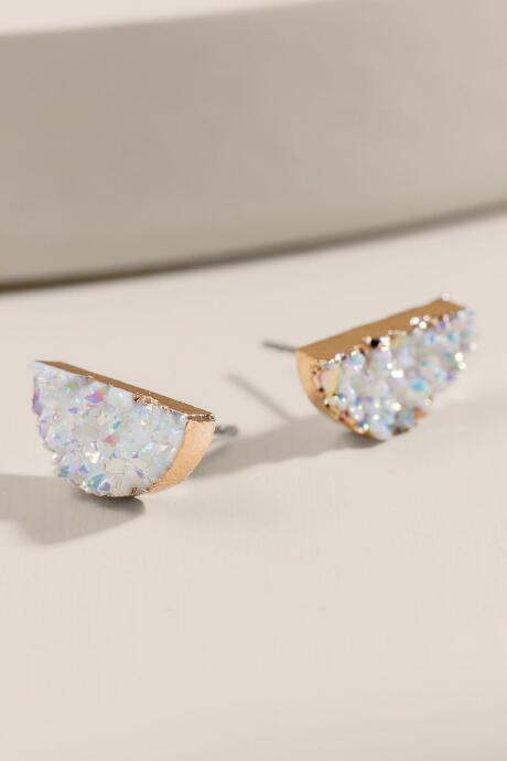 Francesca's Lana Druzy Half Moon Studs - Iridescent