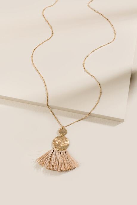 Francesca's Lidia Tassel Pendant Necklace - Taupe