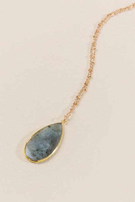 Francesca Inchess Audra Stone Pendant In Labradorite - Olive