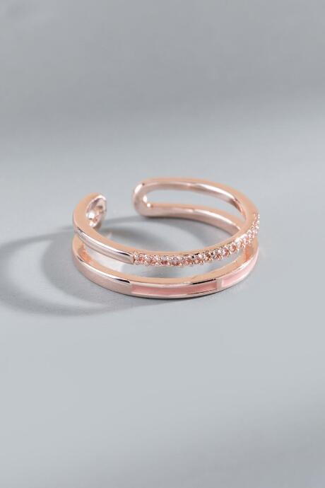 Francesca's Jenny Double Cz Band Ring - Rose