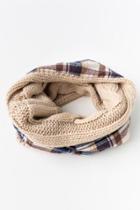 Francesca's Kelly Knit And Plaid Scarf - Heather Oat