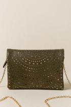Francesca's Brielle Perforated Clutch - Olive