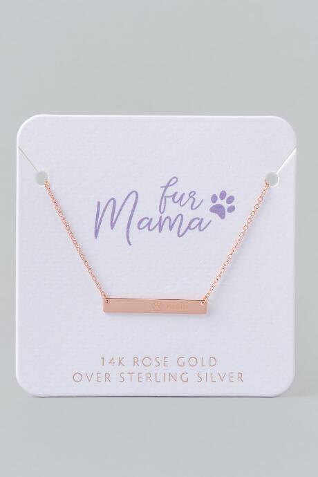 Francesca's Fur Mama Rose Gold Bar Necklace - Rose/gold