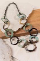 Francesca's Kathleen Wood And Resin Linked Necklace - Mint